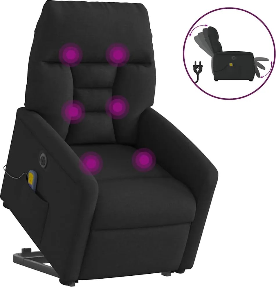 vidaXL fekete szövet dönthető elektromos álló masszázsfotel