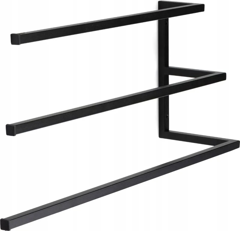 Fekete Fogantyú Fali akasztó 3 törölközőhöz Loft Fürdőszobába 60 cm