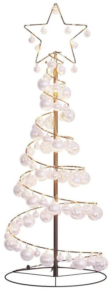 meleg fehér LED karácsonyfa gömbökkel 80 LED 120 cm