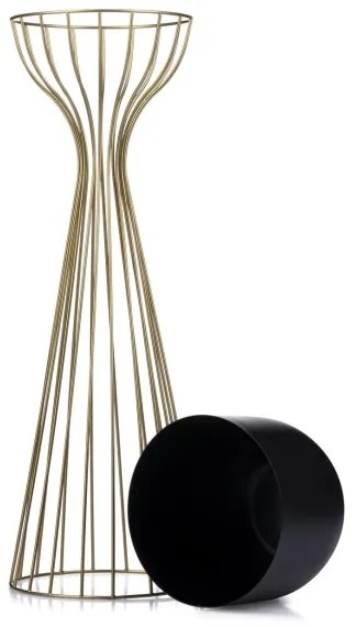 Fém virágcserép LOFT 68x20 cm arany/fekete