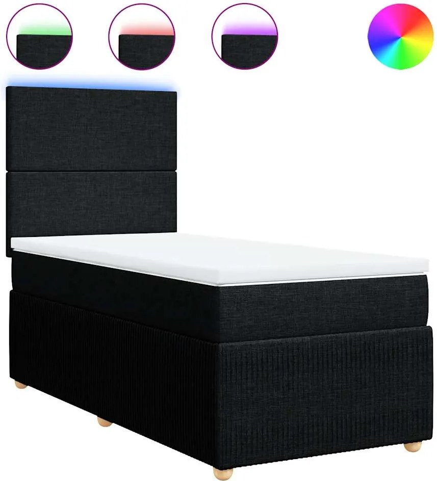 vidaXL fekete szövet rugós ágy matraccal 90x190 cm