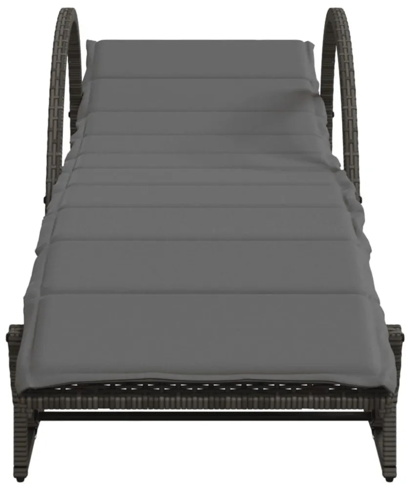 szürke polyrattan napozóágy párnával 60x199x42 cm