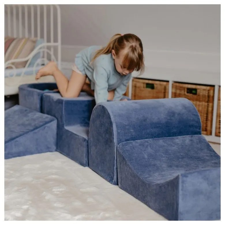 Bézs bársony habszivacs játszótér 3 db-os magasság 30 cm 45x143 cm Montessori – Meowbaby