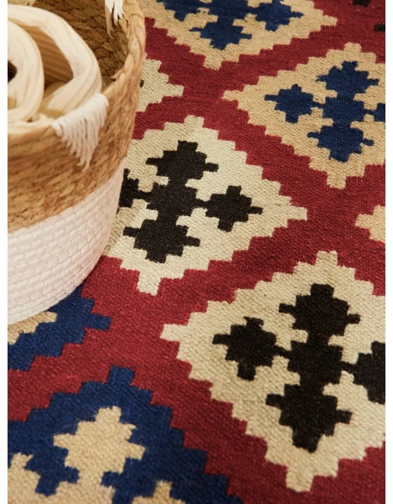 Piros kétoldalas kézi szövésű gyapjú szőnyeg 200x290 cm Kamal Rami – Nouristan