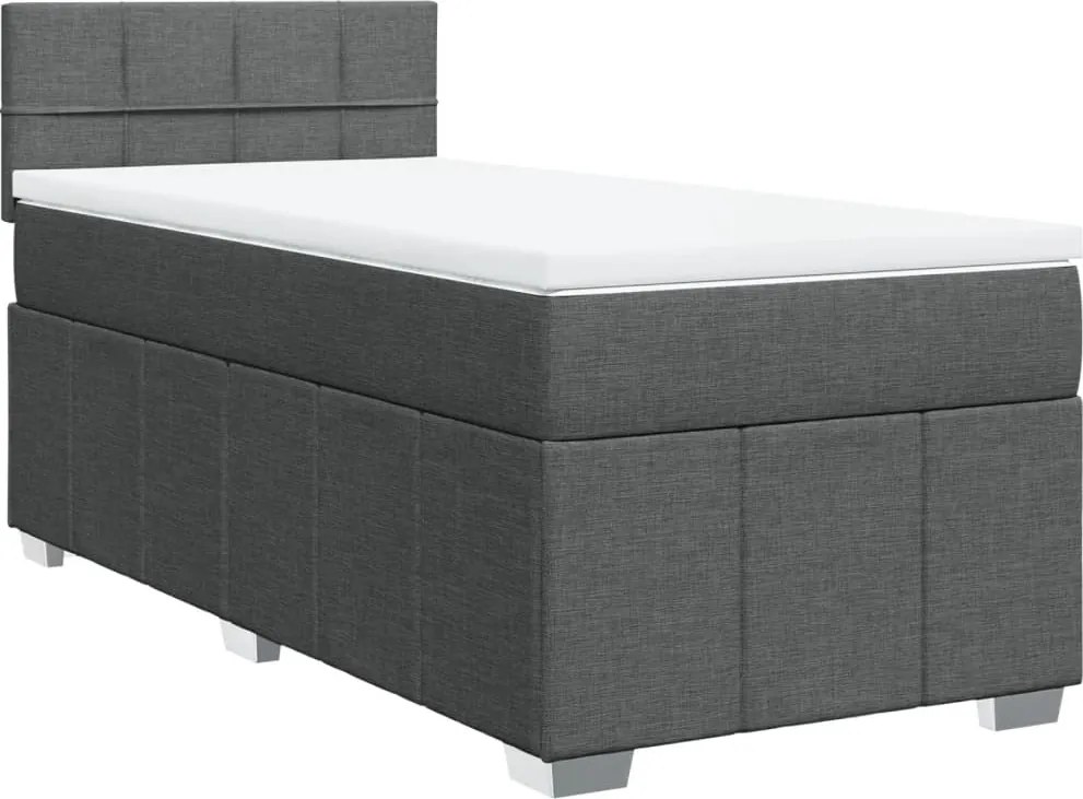 vidaXL sötétszürke szövet rugós ágy matraccal 80 x 200 cm
