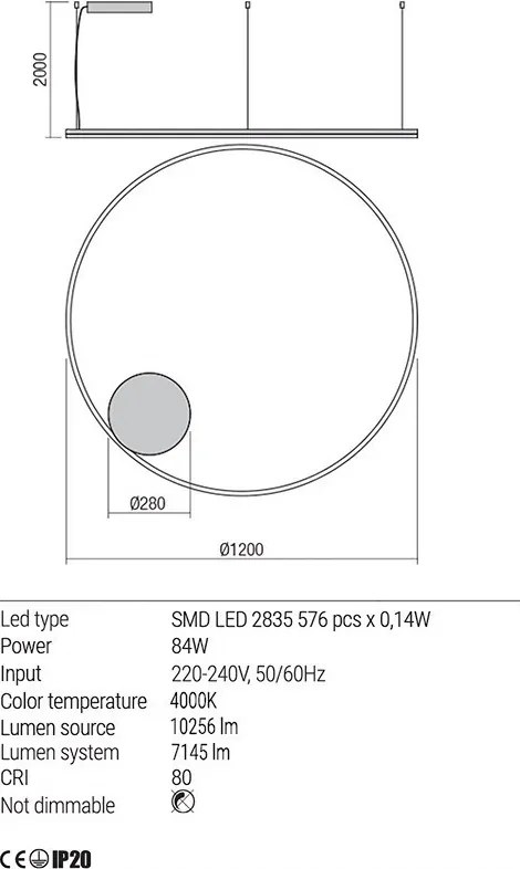 REDO 01-1919-TRIAC ORBIT Modern Led Függesztett Lámpa LED IP20