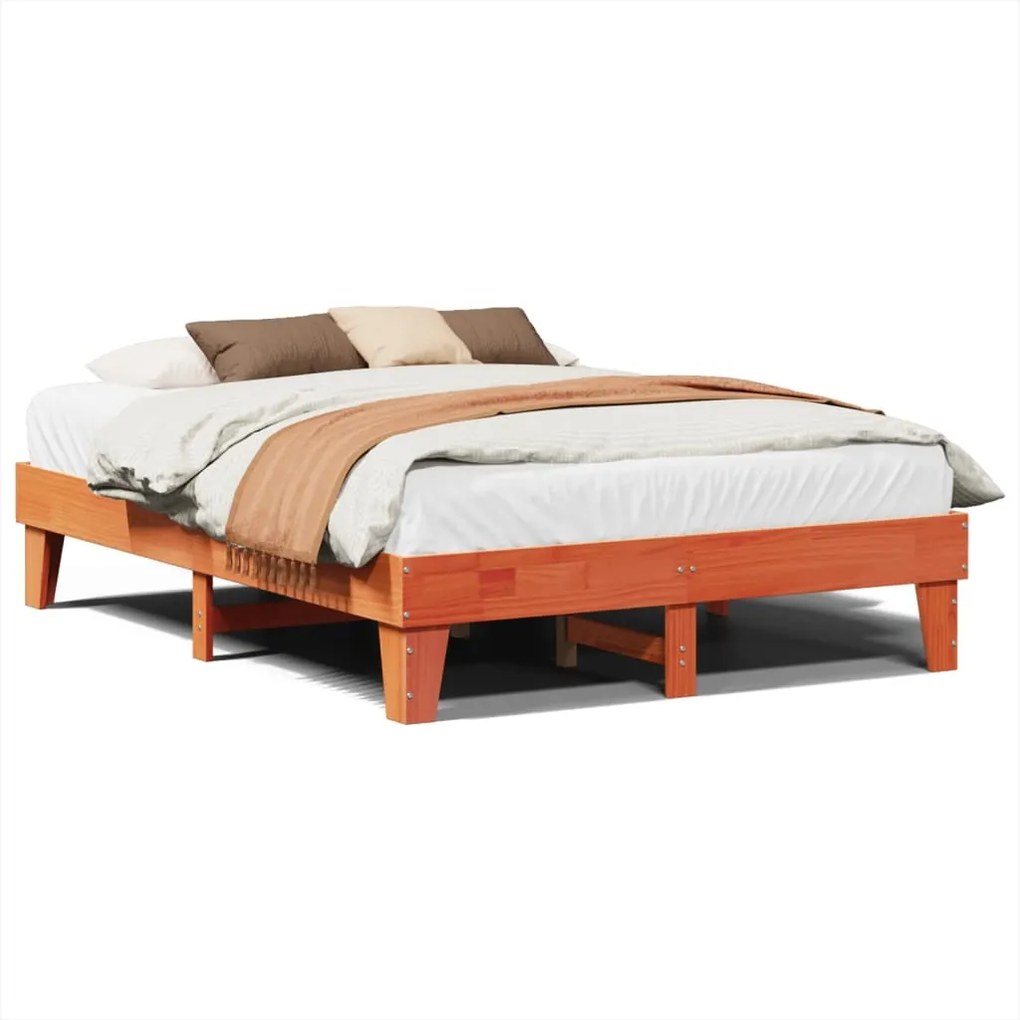 vidaXL viaszbarna tömör fenyőfa ágy matrac nélkül 150 x 200 cm