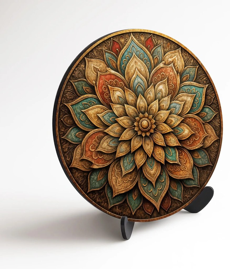 DUBLEZ | Fából készült kerek mandala - Shanti