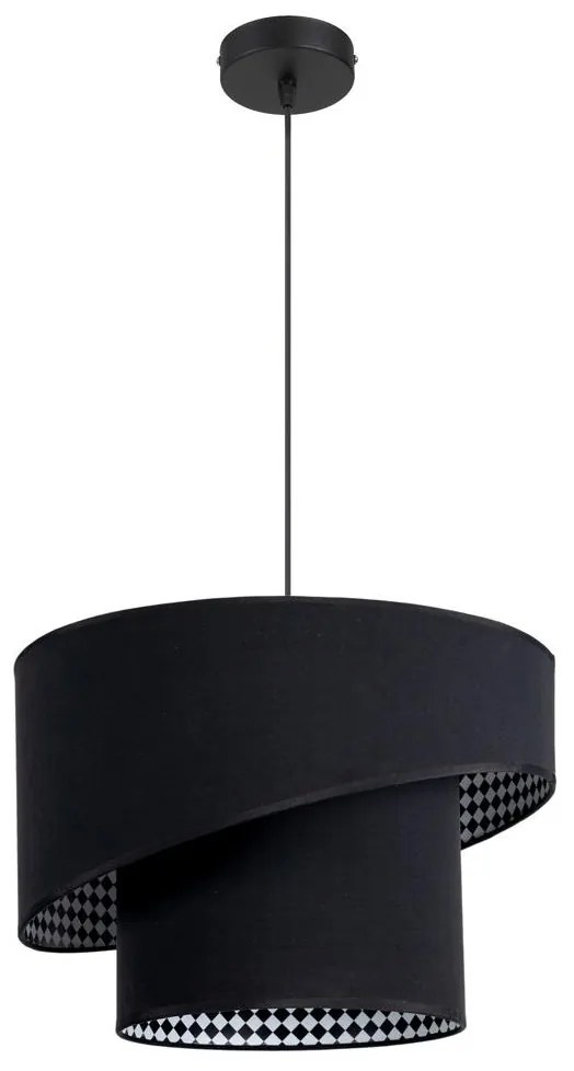 Csillár zsinóron LORI 1×E27/60W/230V ⌀ 35 cm Fekete