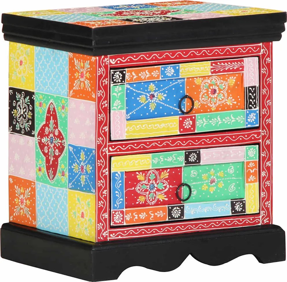vidaXL Éjjeliszekrény fiókkal Sokszínű 40 x 35 x 45 cm Tömör Mangófát