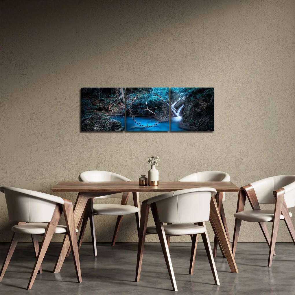Kép - Varázslatos éjszaka egy trópusi erdőben (órával) (90x30 cm)