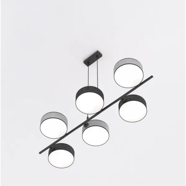 Zsinóros csillár DRUMZ 6xE14/10W/230V fekete/szürke