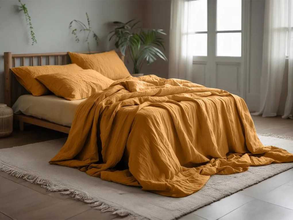 Muszlin ágynemű MUSSARI mustár színű Ágyneműhuzat mérete: 70 x 90 cm | 140 x 220 cm