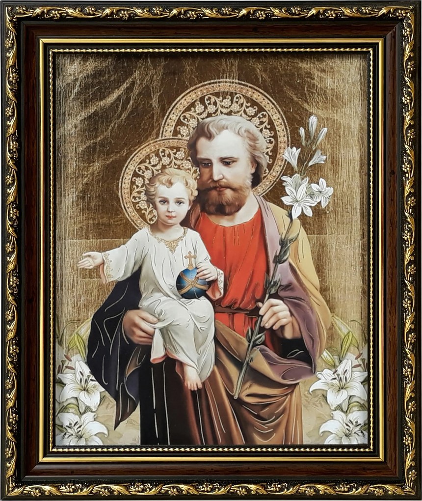 Vászonkép 31x26 Szent József Jézus Díszített Keret