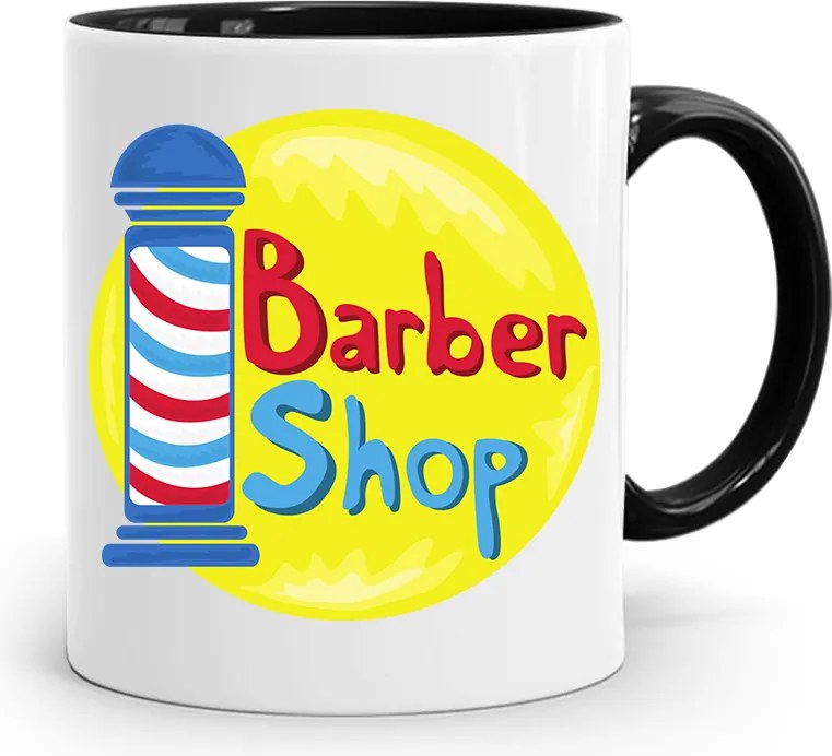 Barber Shop Fekete Fodrász Bögre fényképes nyomtatással