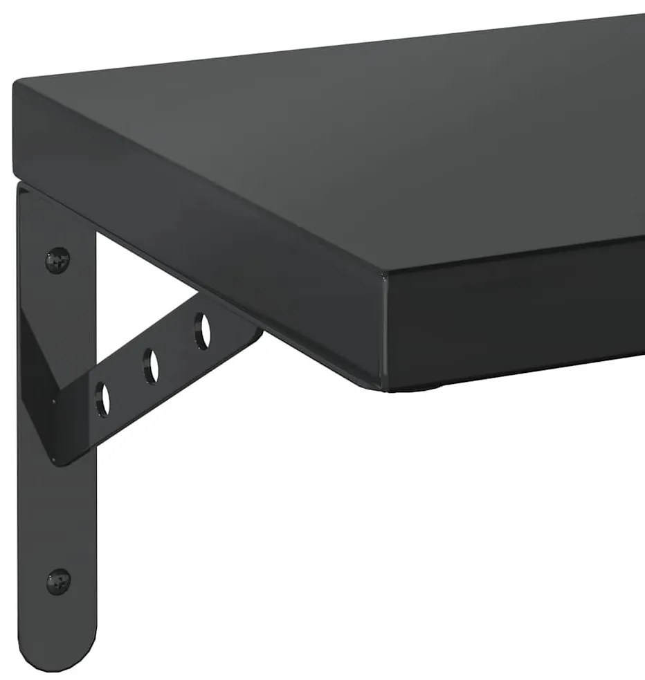 2 db fekete rozsdamentes acél fali polc 100 x 23,5 cm