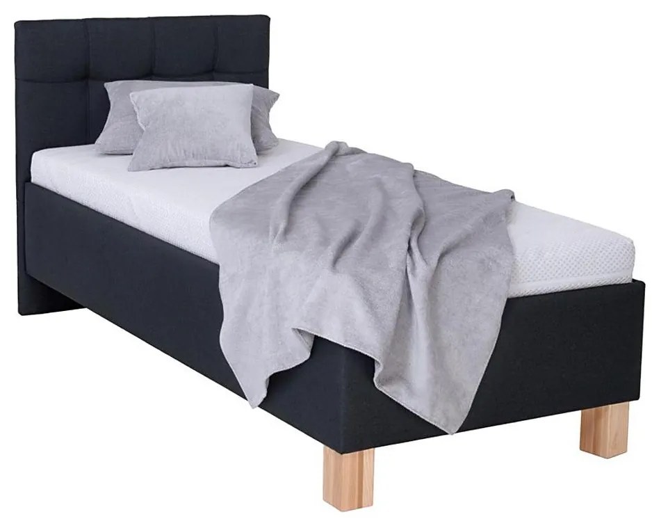 Kárpitozott ágy matraccal és tárolóhellyel MARIA ONE 90x200 cm antracit