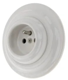 Bohemia-Design - Porcelán retro háztartási fali dugalj kerettel 250V/16A fehér