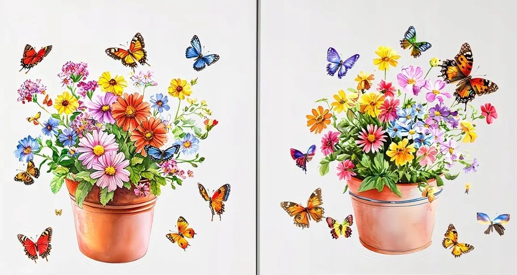 Ablakmatrica Virágok cserépben 2 db| 25cm x 25cm| As