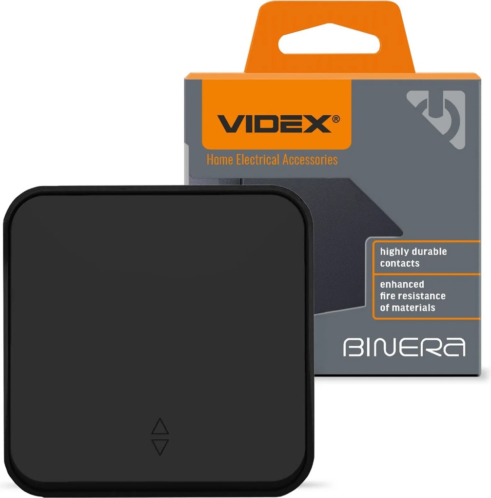 Kapcsoló Fénykapcsoló 1-pólusú 10A Falra szerelhető Fekete Binera Videx