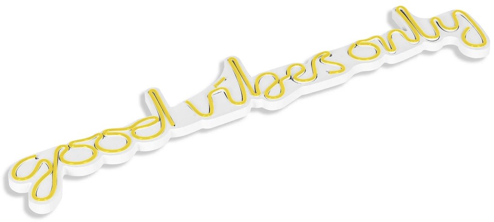 Műanyag LED-es fali dekoráció, Good Vibes Only - Sárga