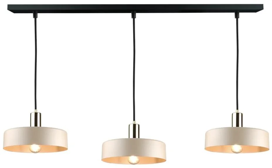 Keter Lighting Csillár zsinóron LATTE 3xE27/60W/230V bézs/fekete/fényezett króm KE0112