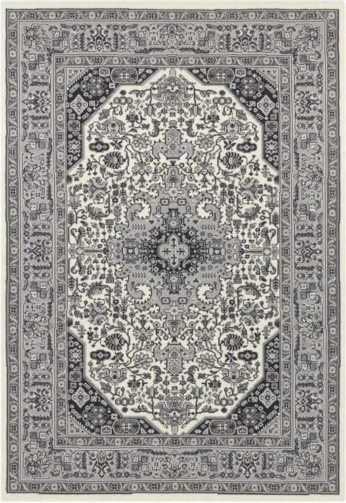 Szürke-krémszínű, hagyományos szőnyeg rövid puha szőrrel 80x150cm