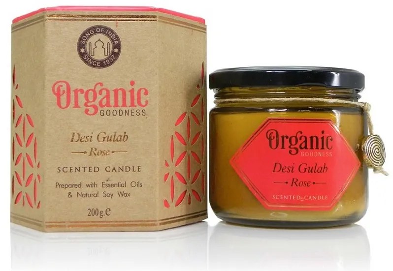 Desi Gulab - Rose 200 g organikus gyertyaborostyánszínű üvegben