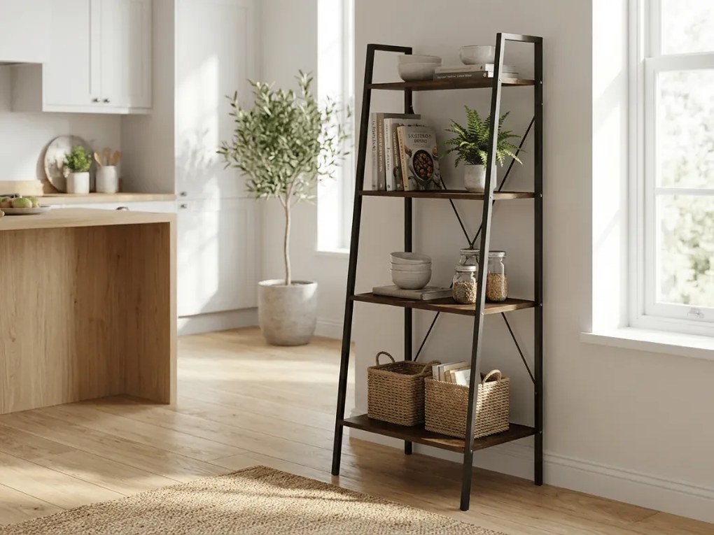 Könyvespolc TAYLOR 4 polc 147x60 cm, rusztikus barna