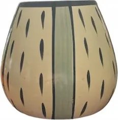 Virágcserép 17CM Aláttéttel, Sárga, Mintás