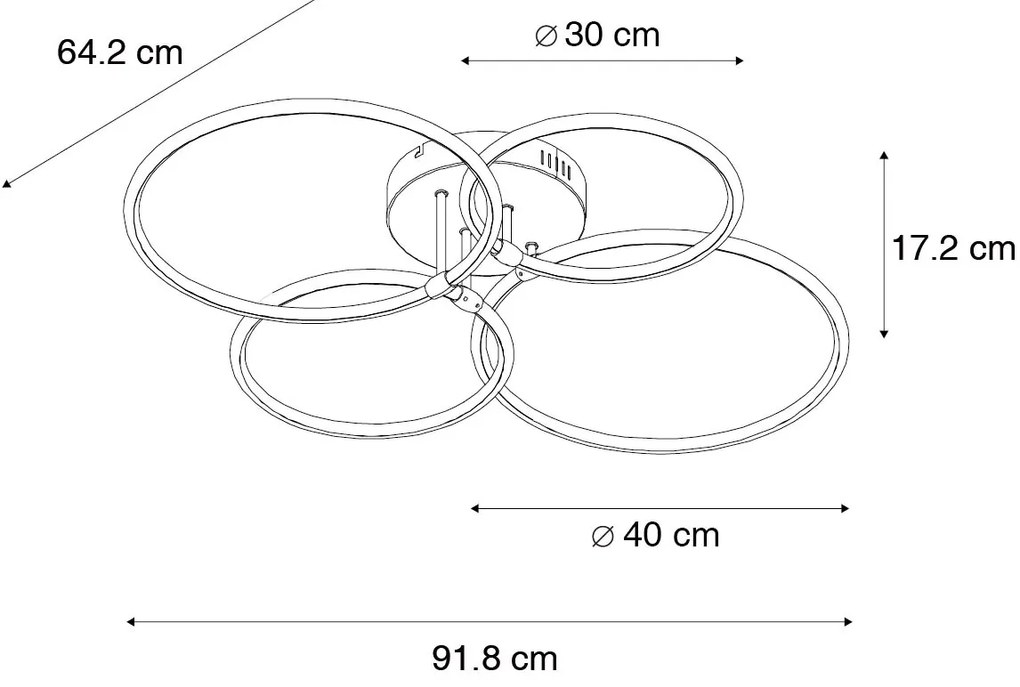 Acél mennyezeti lámpa LED-del, 3 fokozatban állítható fényerővel, 4 lámpás - Joaniqa