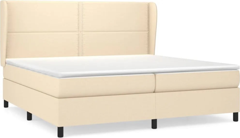 vidaXL krémszínű szövet rugós ágy matraccal 200 x 200 cm