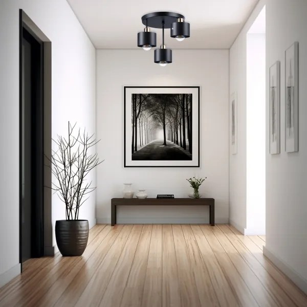 Csillár 3xE27/35W/230V átm. 30 cm fekete/arany