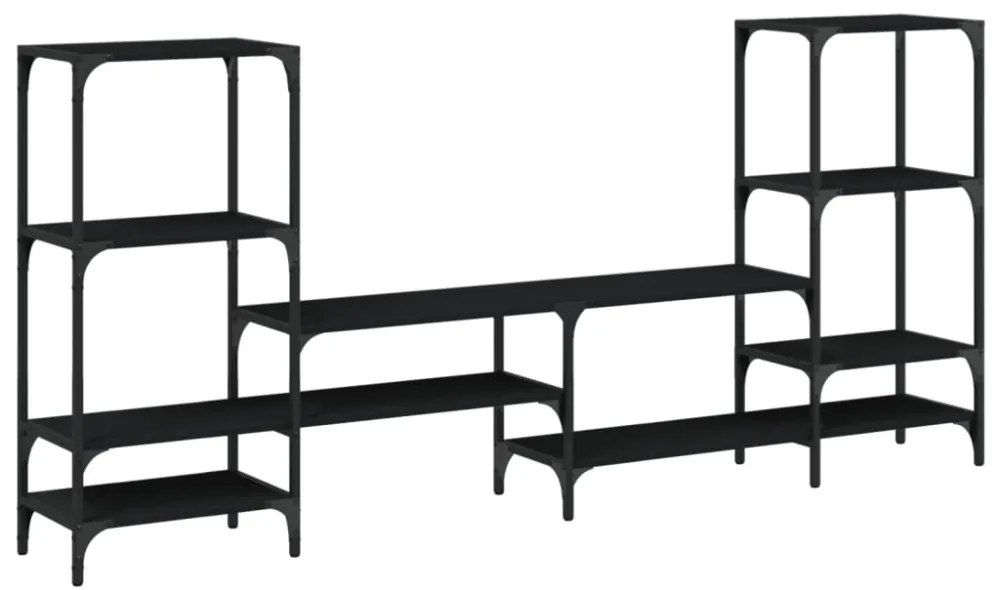 fekete szerelt fa TV-szekrény 206,5x28,5x95 cm