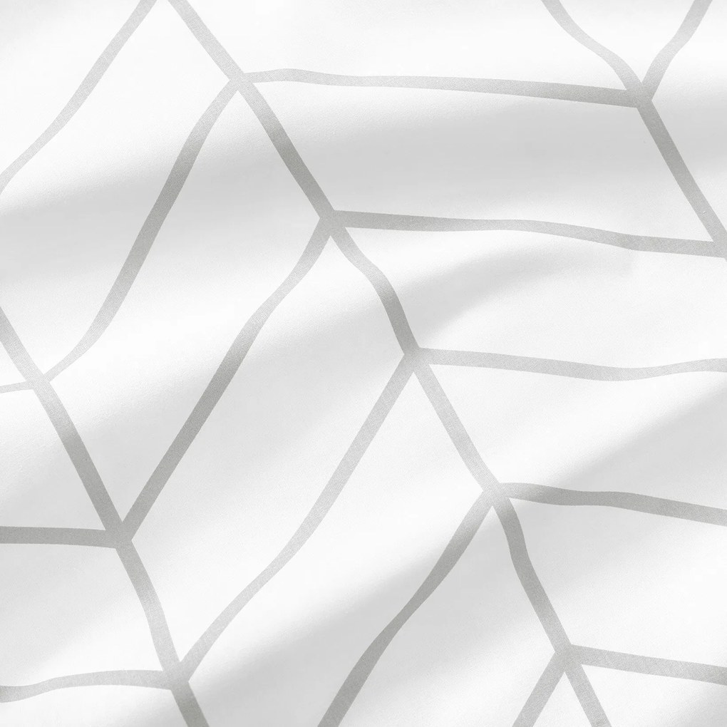 Goldea pamut körgumis lepedő - szürke cikkcakk fehéren 140 x 200 cm