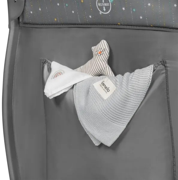 Lionelo - Utazóágy STEFI PLUS, szürke/többszínű