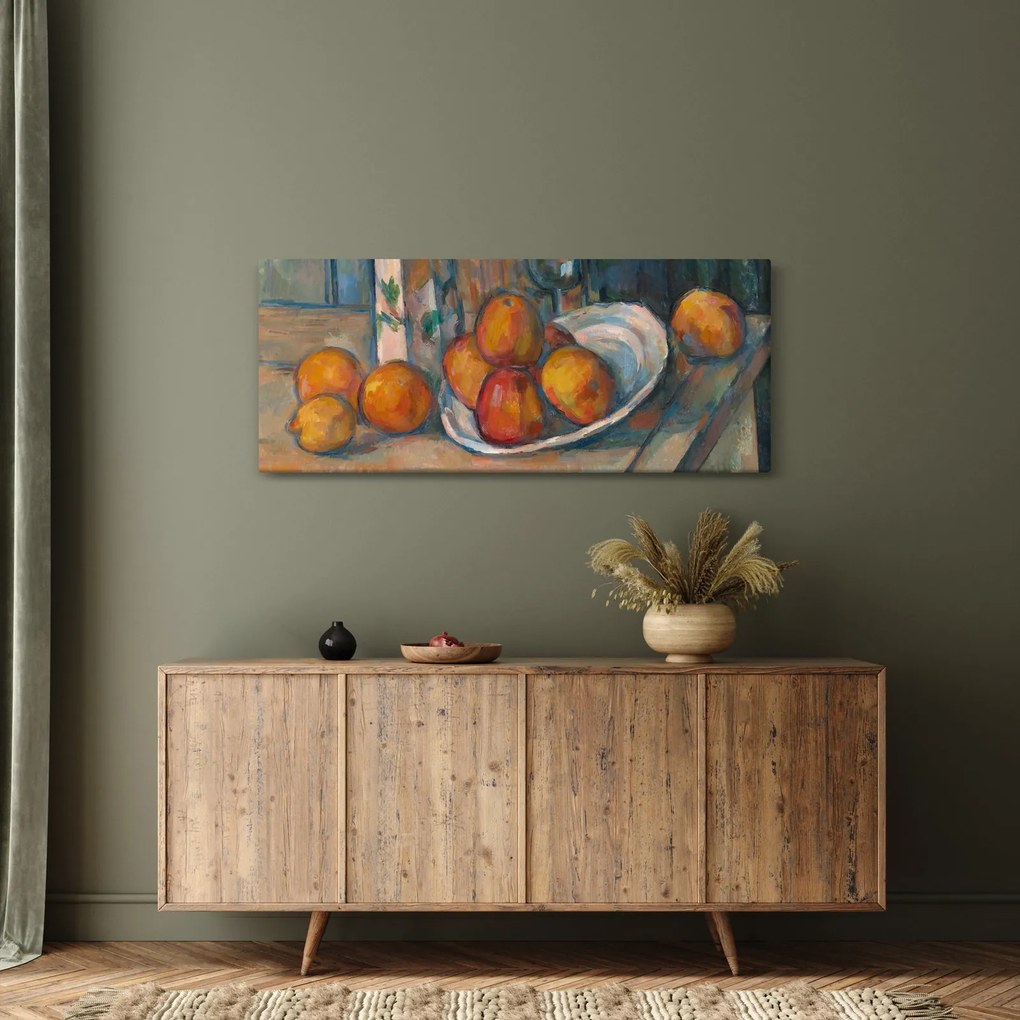 Kép - Paul Cézanne, Still Life with Milk Jug and Fruit, reprodukciók (120x50 cm)
