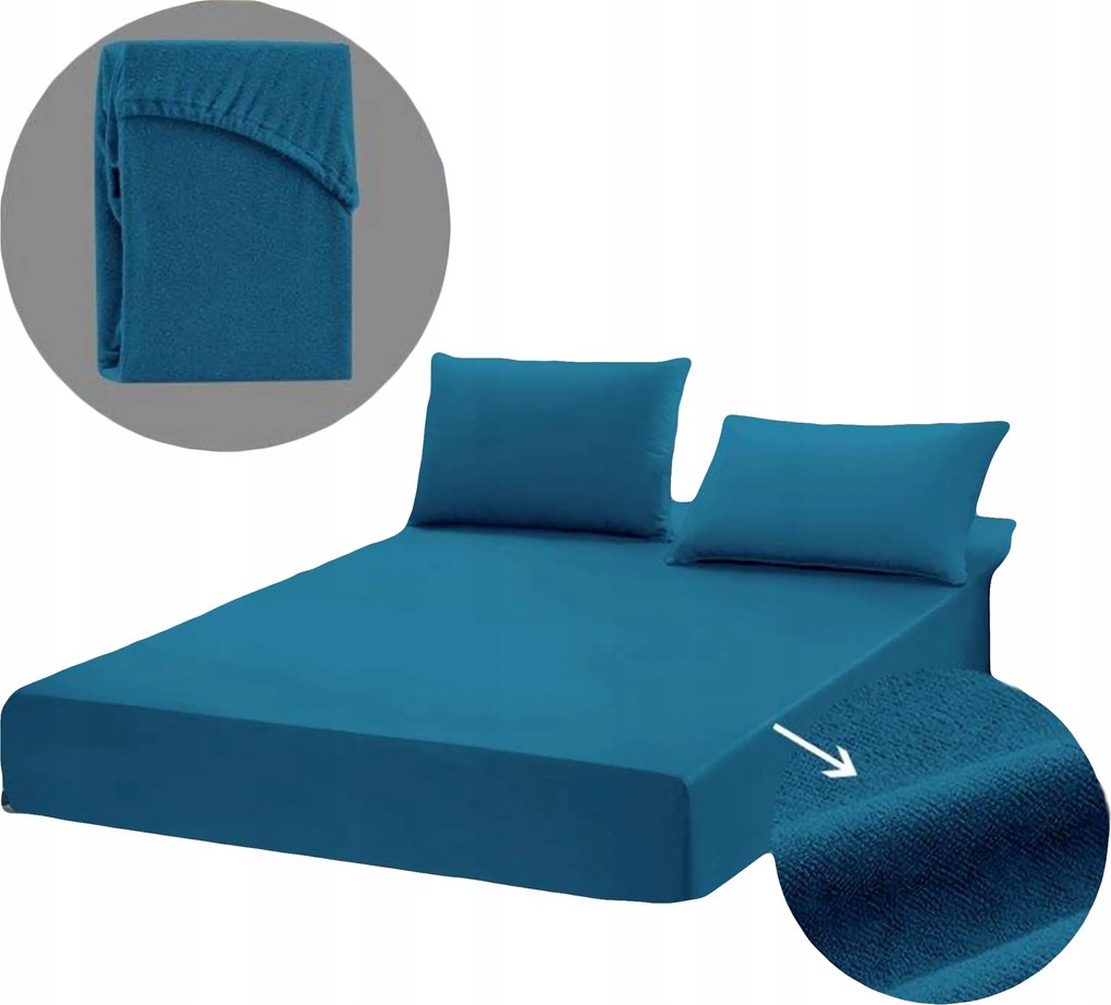 Lepedő 160x200 Frottír Cotton World gumis Pamut Sötétkék