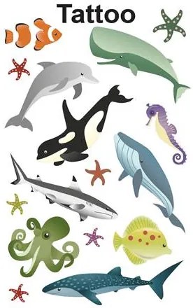 Matrica, tetoválás, 1 ív, 76x120 mm, AVERY ZWECKFORM, Z-Design No.56765, óceán (AY56765)