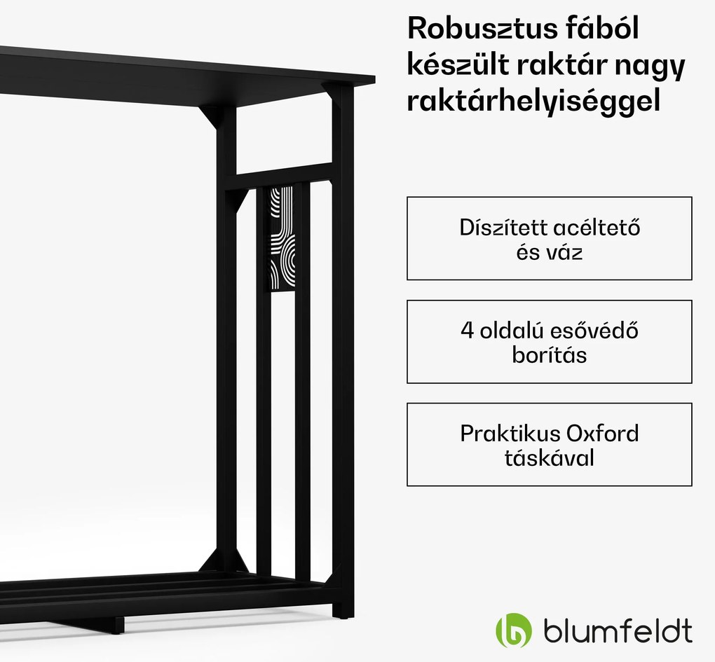 Blumfeldt Valdivian fatároló, 1,5 rakodóméter, stabil, acél, esővédő fedél, hordtáska