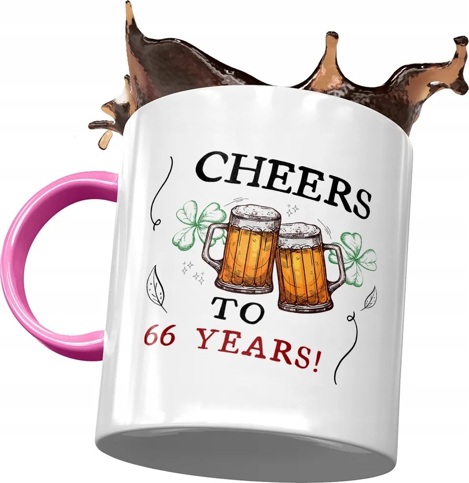 Rózsaszín Bögre Születésnapra 66 66-es 66-os Ajándék Nyomtatott Fotóval