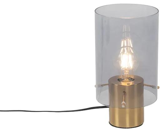 Vintage asztali lámpa sárgaréz füstüveggel - Vidra