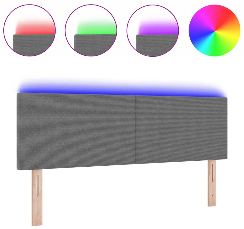 LED Fejtámla Egyszerű Design Világosszürke 80 cm Corduroy Szövet