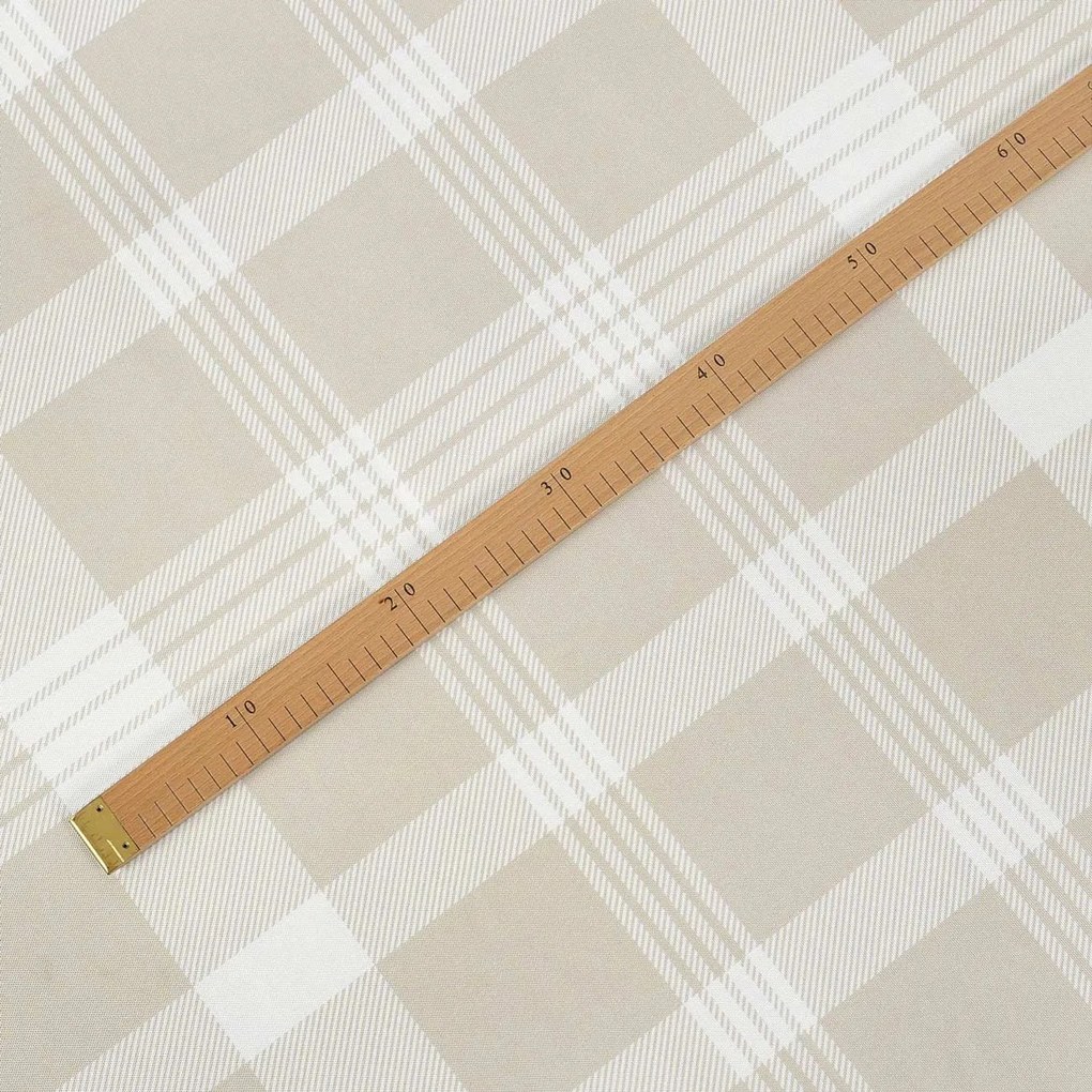 Goldea karácsonyi teflonos méteráru - fehér skótkockás bézs alapon 160 cm