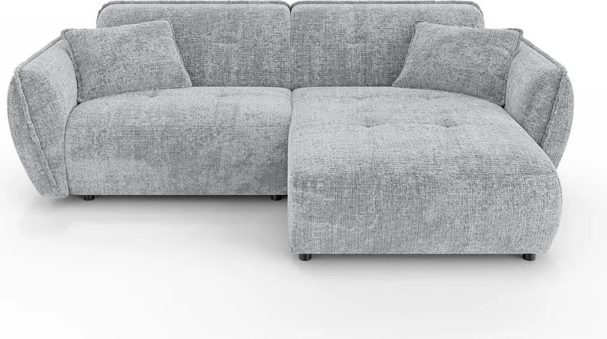 Világosszürke zsenília sarokkanapé (jobb oldali-heverő résszel) Nelia – Ropez