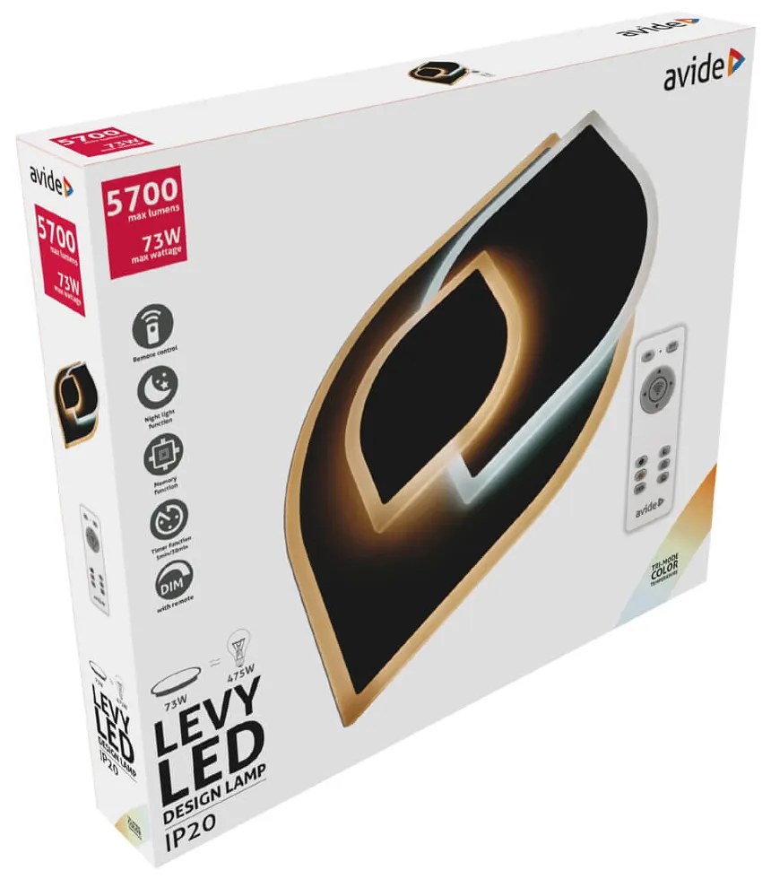 Avide Levy távirányítós mennyezetlámpa, 32,5W+32,5W LED, 5360 lm