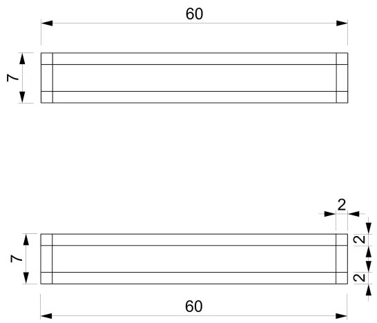 Fali törölközőtartó 7x60 cm fekete