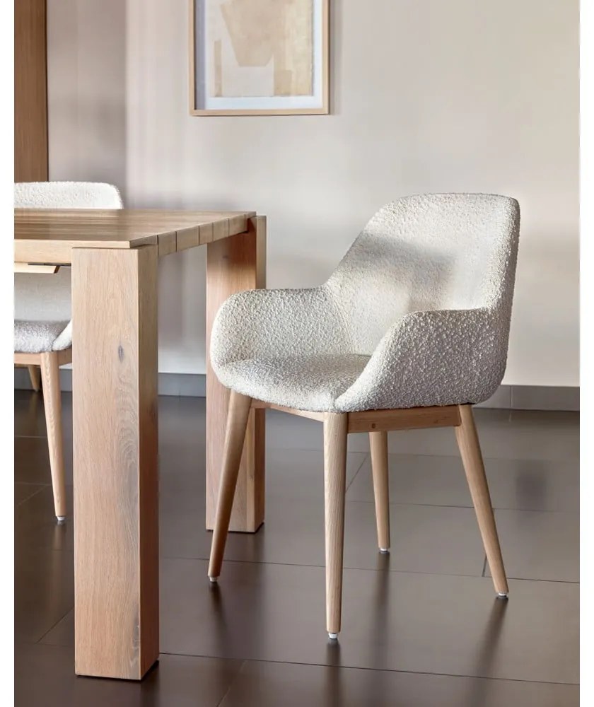 Fehér kárpitozott étkezőfotel Konna – Kave Home