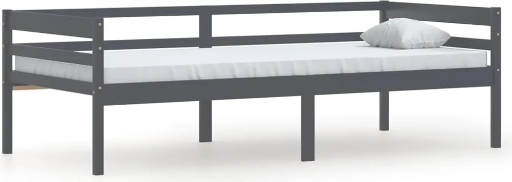 vidaXL sötétszürke tömör fenyőfa ágykeret 90 x 200 cm