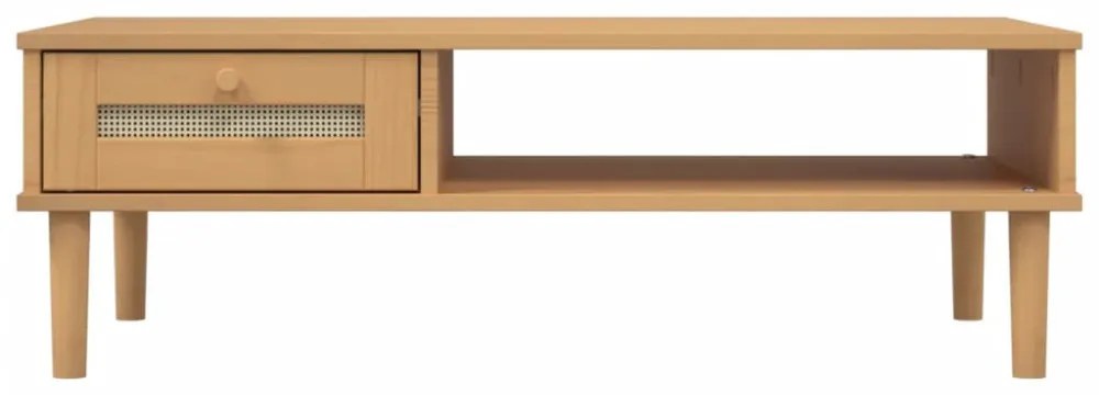 SENJA barna rattanhatású tömör fa dohányzóasztal 100x55x33 cm